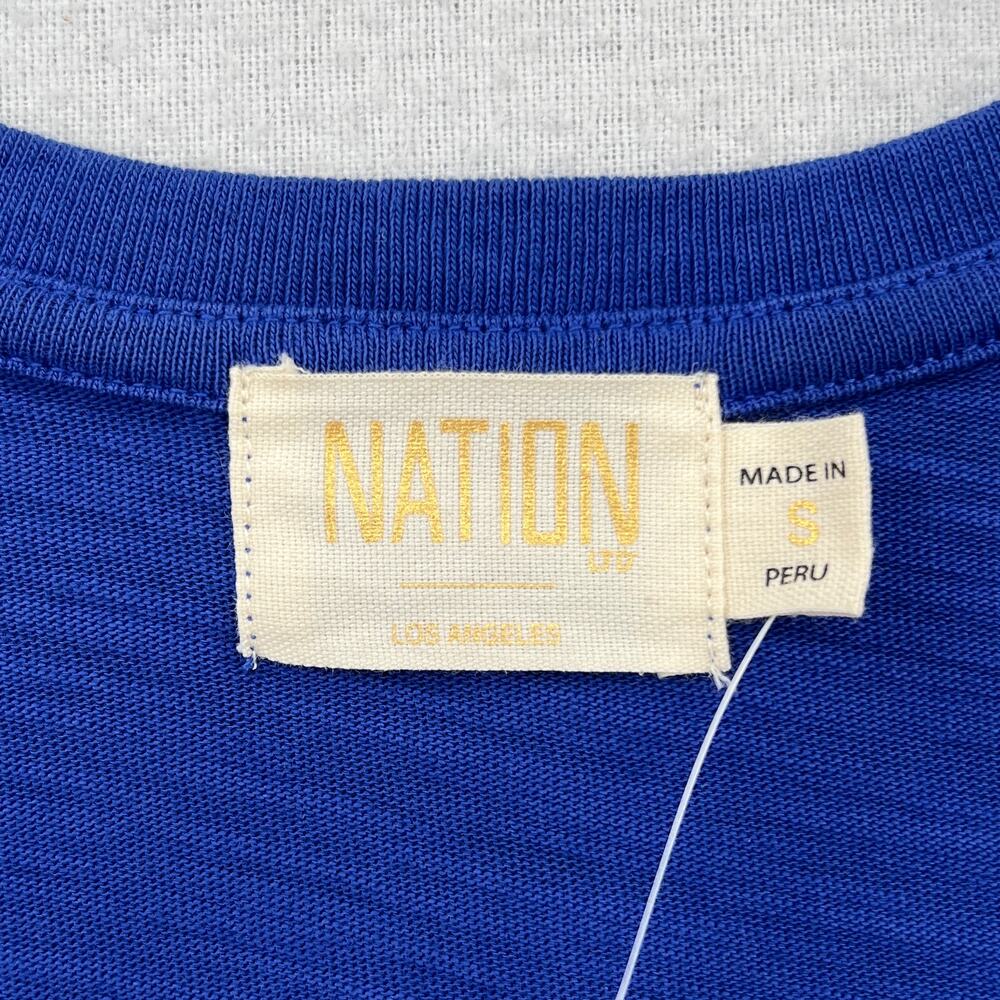 NATION LTD Mallory Dress Womens Blue Small Blue V-neck Short Sleeve T-shirt NEW - Picture 9 of 16